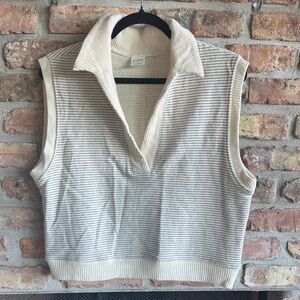 By Together Cream Mini-stripe Textured Knit Top